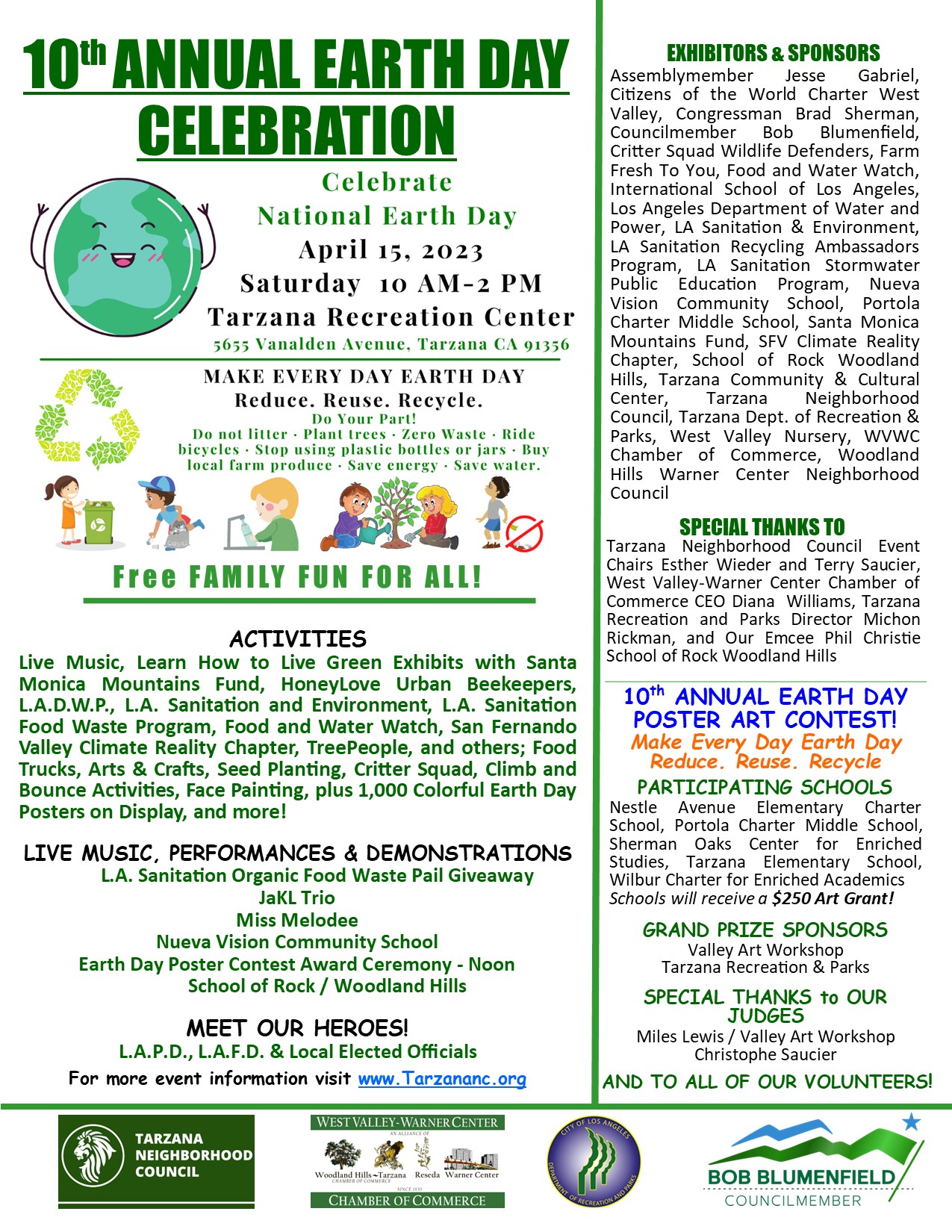 SAVE THE DATE - 10th Annual Earth Day Festival, April 15, 10AM-2PM at ...